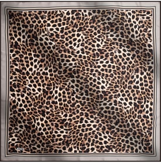 AKER SURA İPEK EŞARP NOSTALJİ LEOPAR DESEN 7984-331