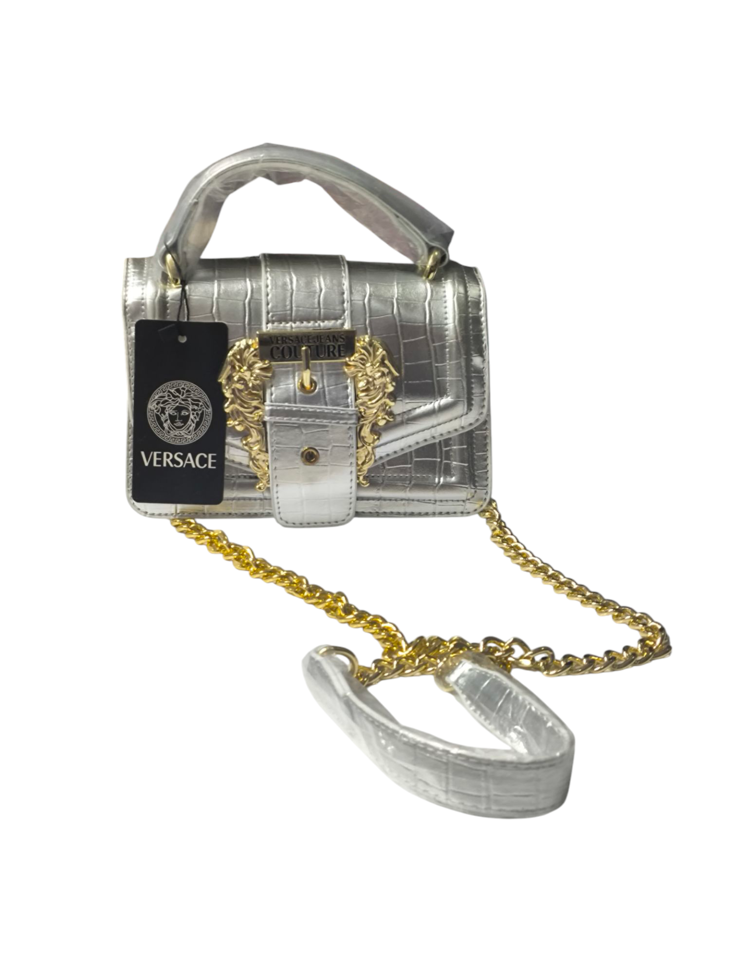VERSACE ÇANTA PARLAK GÜMÜŞ