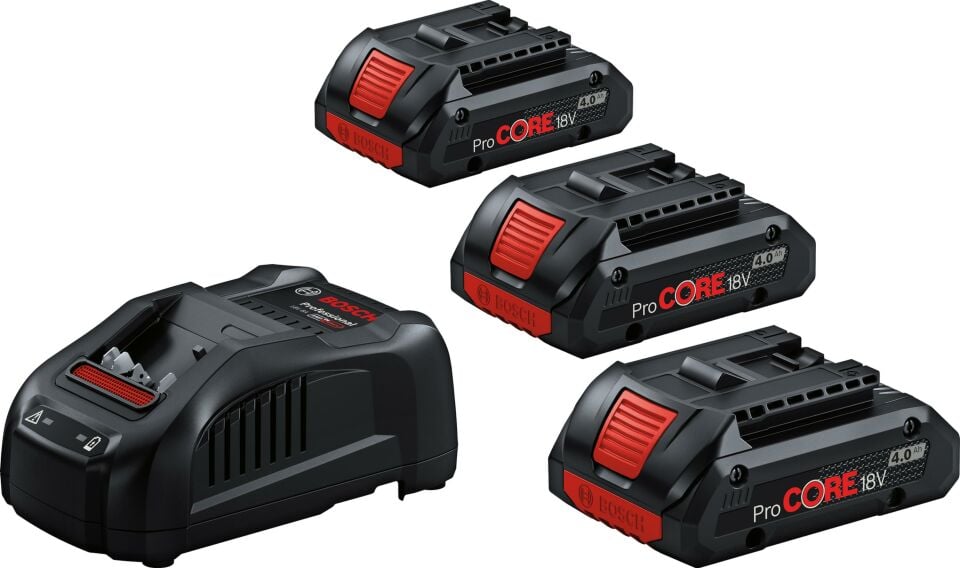 BOSCH PROCORE Akü ve Şarj Cihazı Seti 3x4.0Ah Gba 18V Akü + Gal 1880 Cv (0 615 990 N2G)