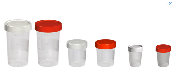 250 ml İdrar Numune Kabı / Yazılabilir özel alan / Özel dizayn / Üç çevrimli özel kapak / Steril