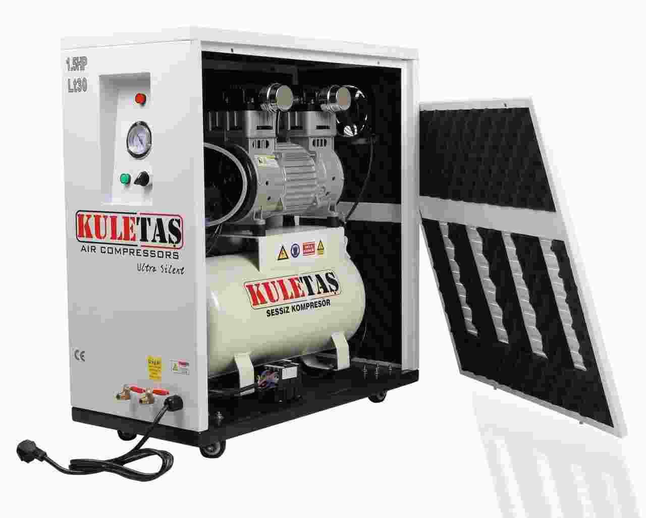 Kuletaş 8 bar 1.5 HP 30 LT Yağsız ve Sessiz Kompresör Kabinli