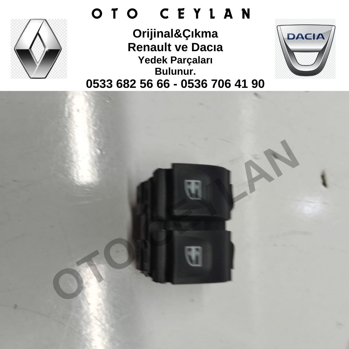 254113300R Clio 4 Sandero 2 Sol Ön Cam Açma Kapatma Düğmesi Orijinal Sıfır