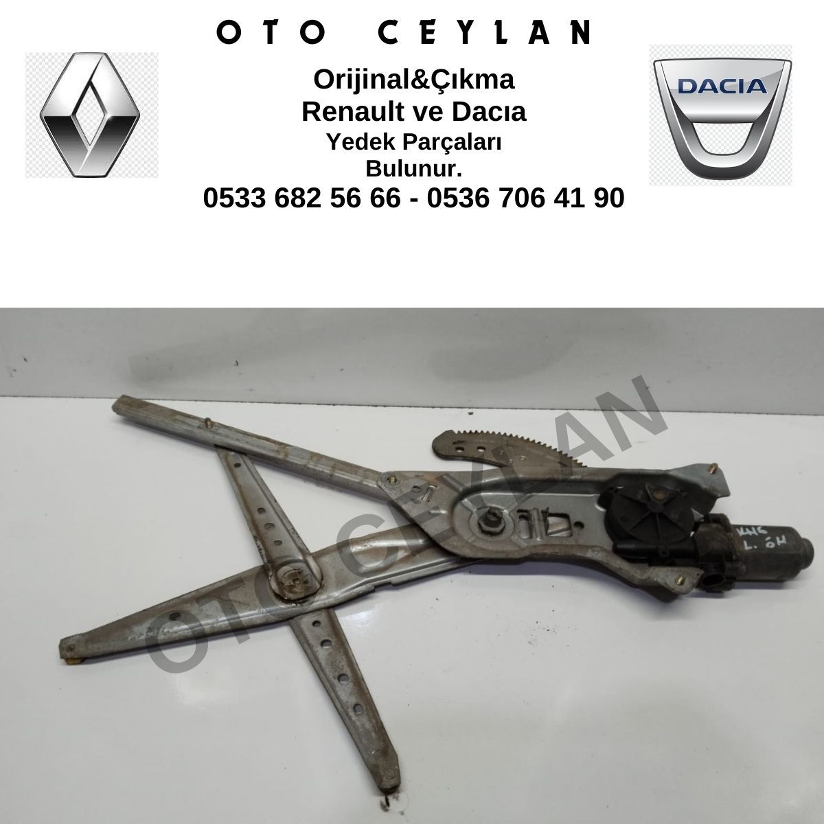 7700303543 Kango 1 2 Ön Cam Krikosu Sol Elektrikli Orijinal Çıkma