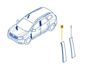 Duster 2-II Ön Sol Kapı Direk Bandı (2018-2023) 802857064R-802851648R -Renault Mais