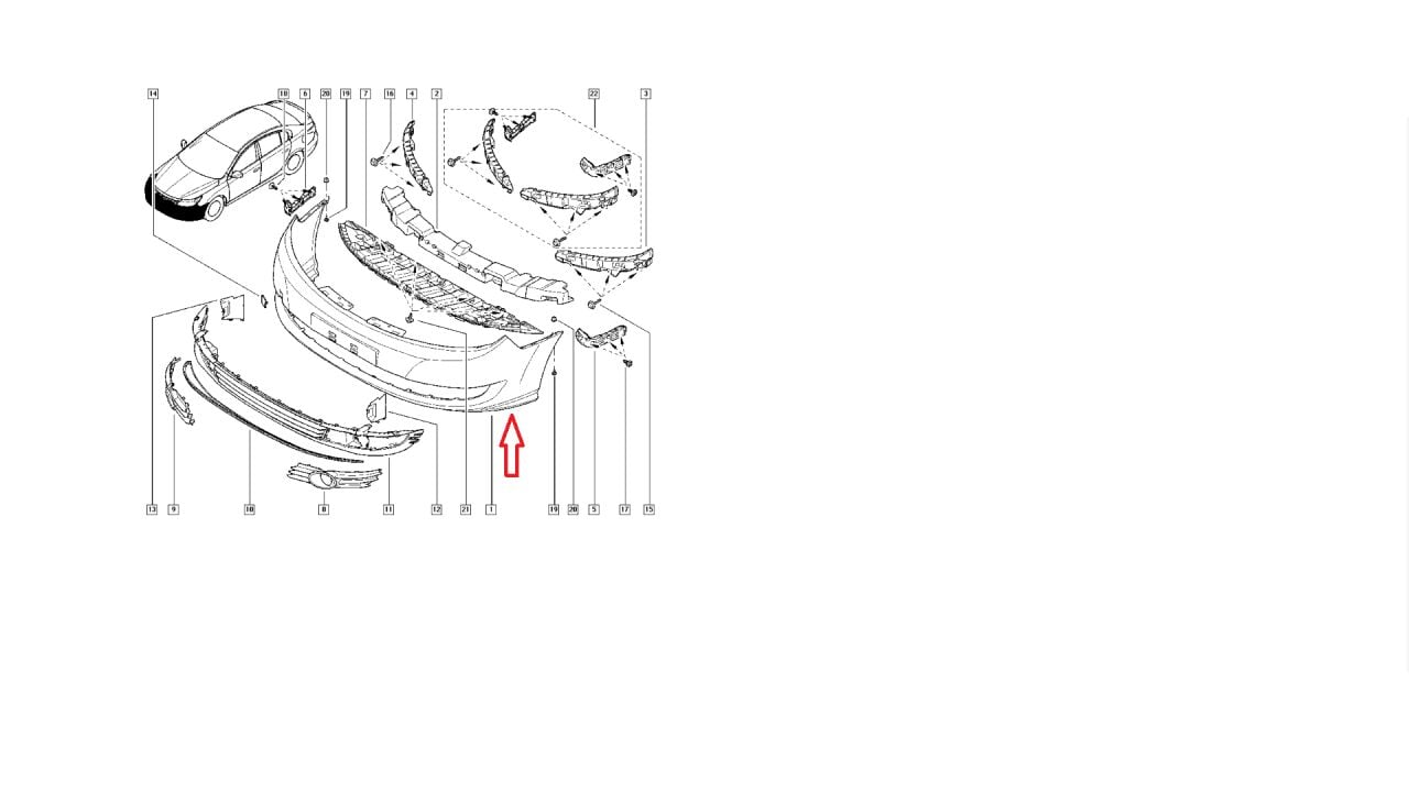 Latitude Ön Tampon (2008-2015) 620221346R -Renault Mais