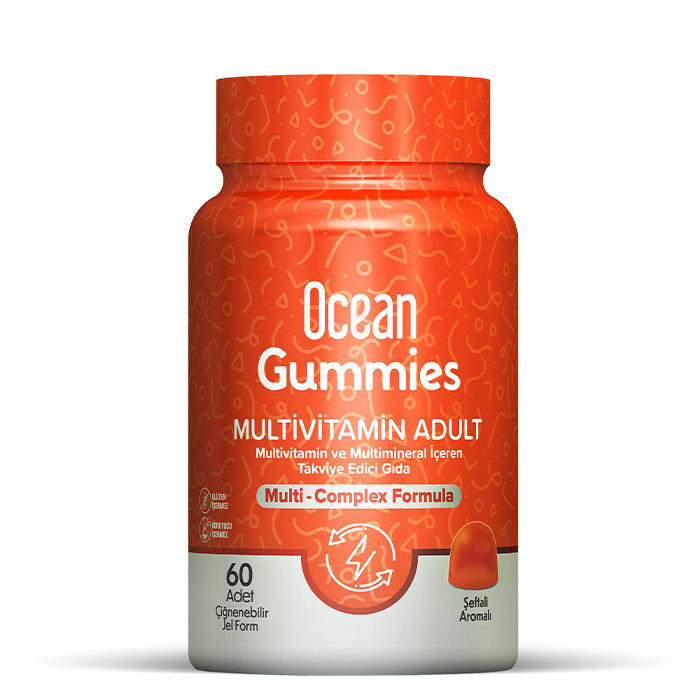 Ocean Gummies Multivitamin Adult 60 Adet Şeftalili Çiğnenebilir Jel Form - (SKT: 11/2025)