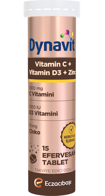 Dynavit Vitamin C + D + Çinko 15 Efervesan Tablet - (SKT:11/2025)