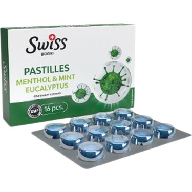 Swiss Bork Mentol Nane Okaliptus Pastil 16'lı - (SKT:07/2025)