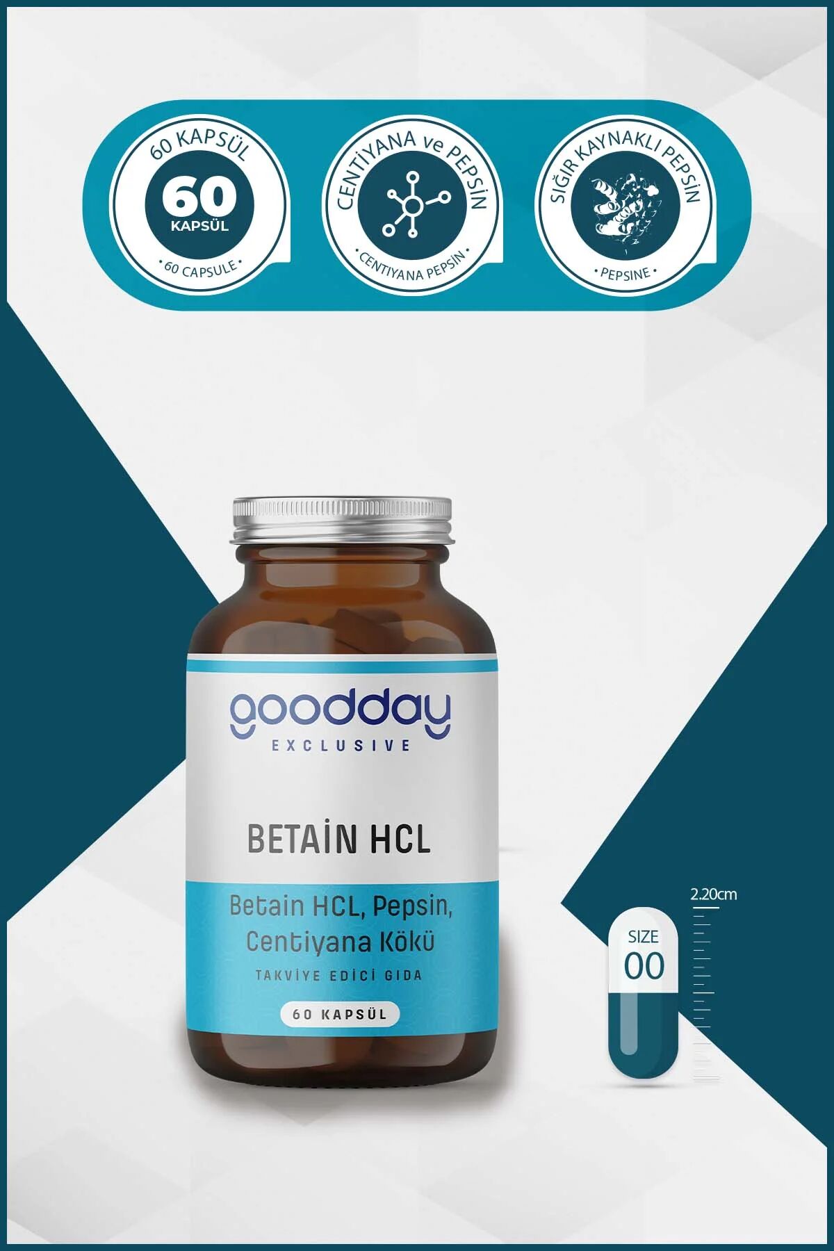 Goodday Betain HCL Pepsin 60 Kapsül - (SKT: 12/2027)