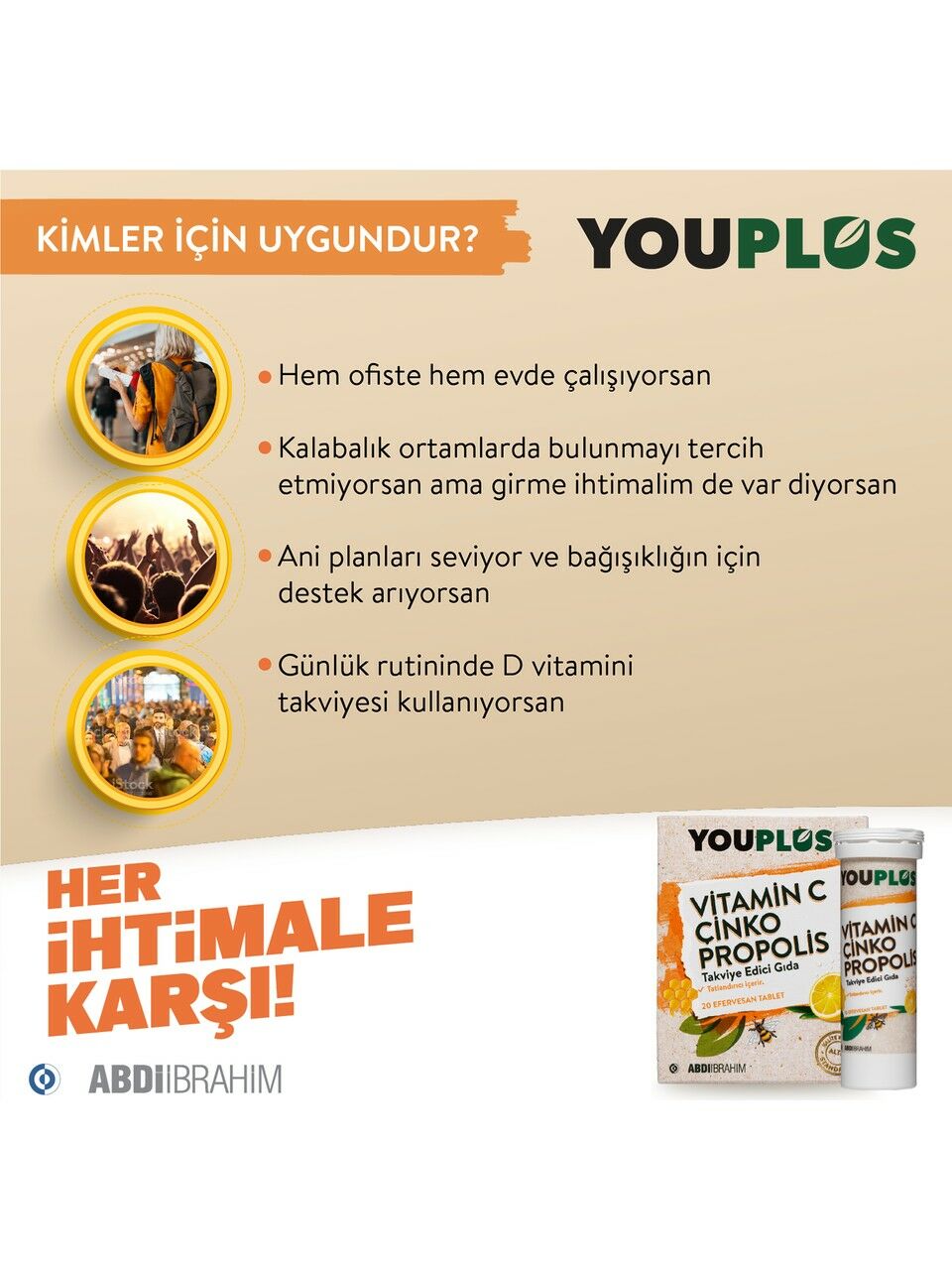 Youplus Vitamin C Çinko Propolis 20 Efervesan Tablet - (SKT: 10/2025)