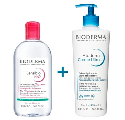 Bioderma Atoderm Cream Ultra + Sensibio H2O 500ML - (SKT: 09/2026)