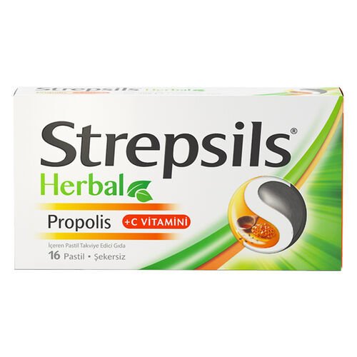 Strepsils Herbal Propolis 16 Pastil - (SKT: 10/2026)