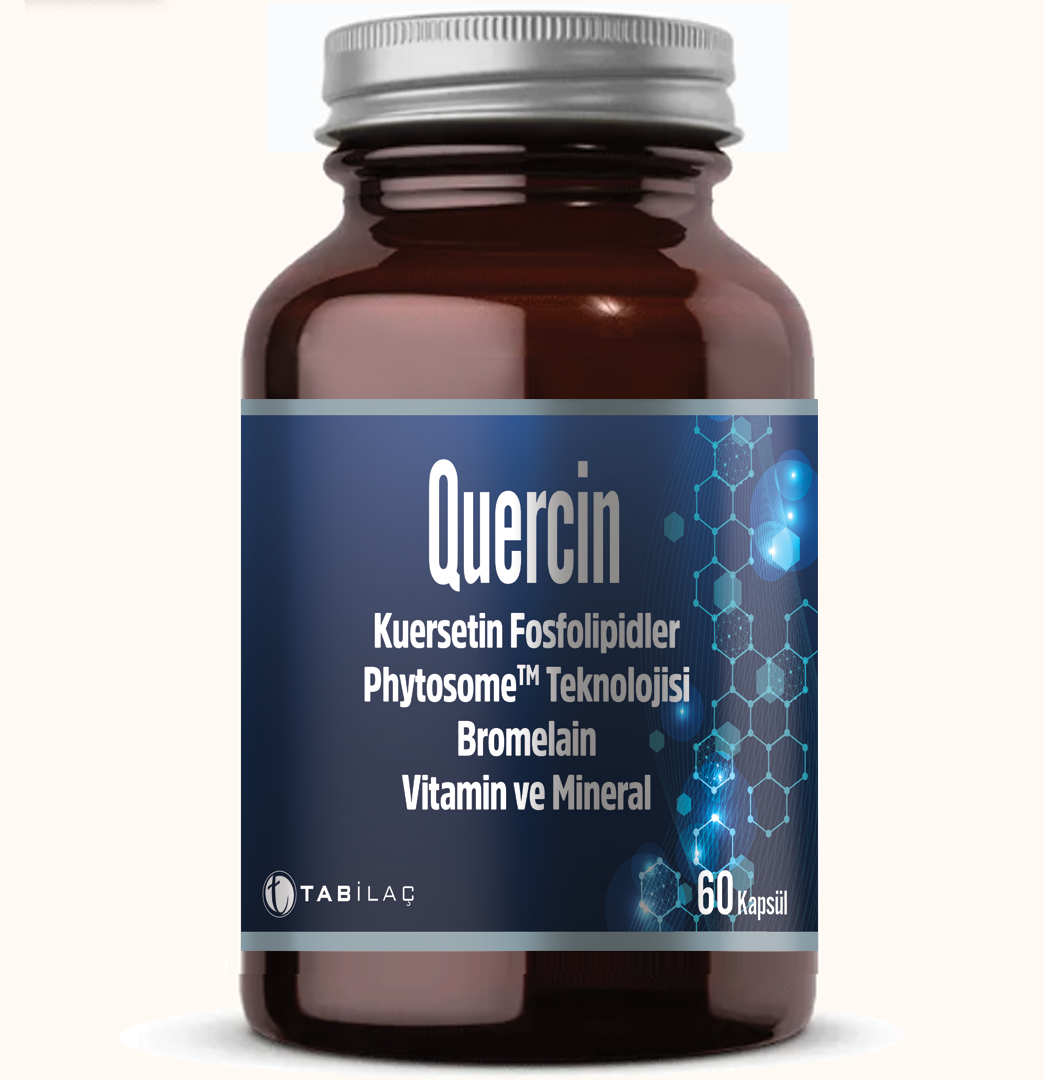 Quercin Fitozomal Kuersetin Bromelain Vitamin ve Mineral 60 Kapsül - (SKT:06/2025)