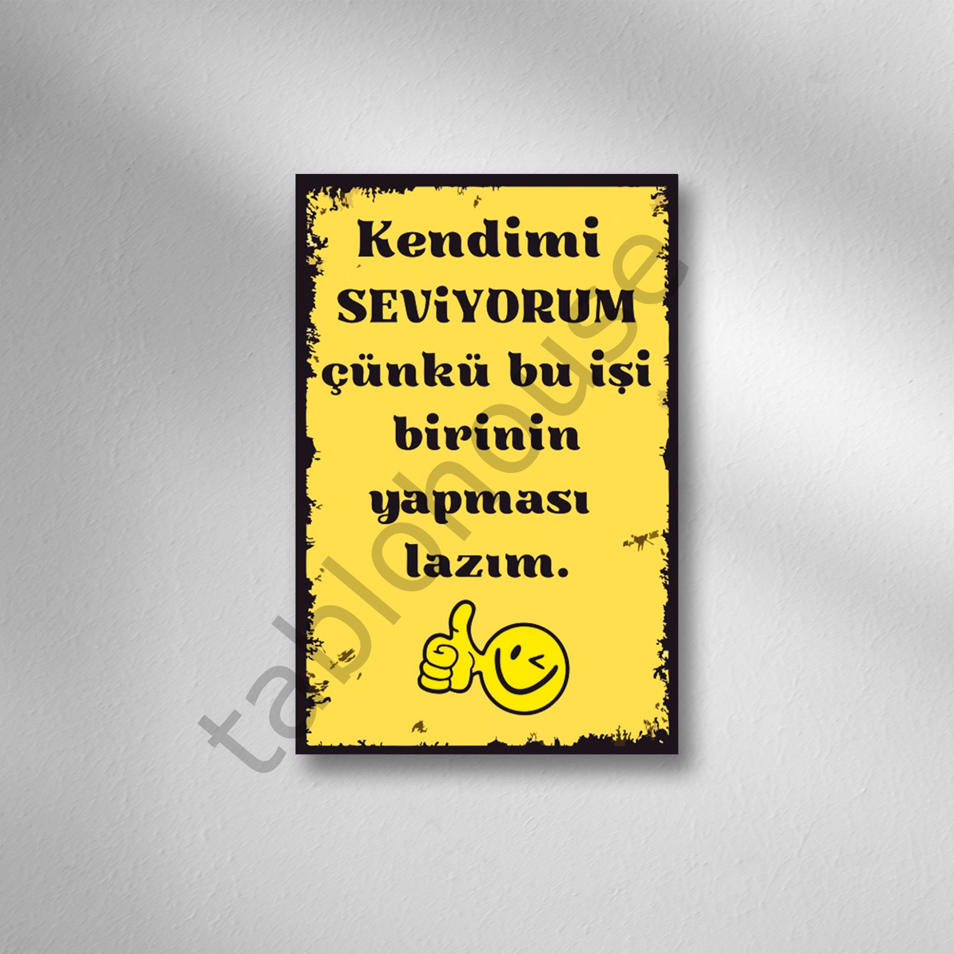Kendimi Seviyorum Retro Ahşap Poster