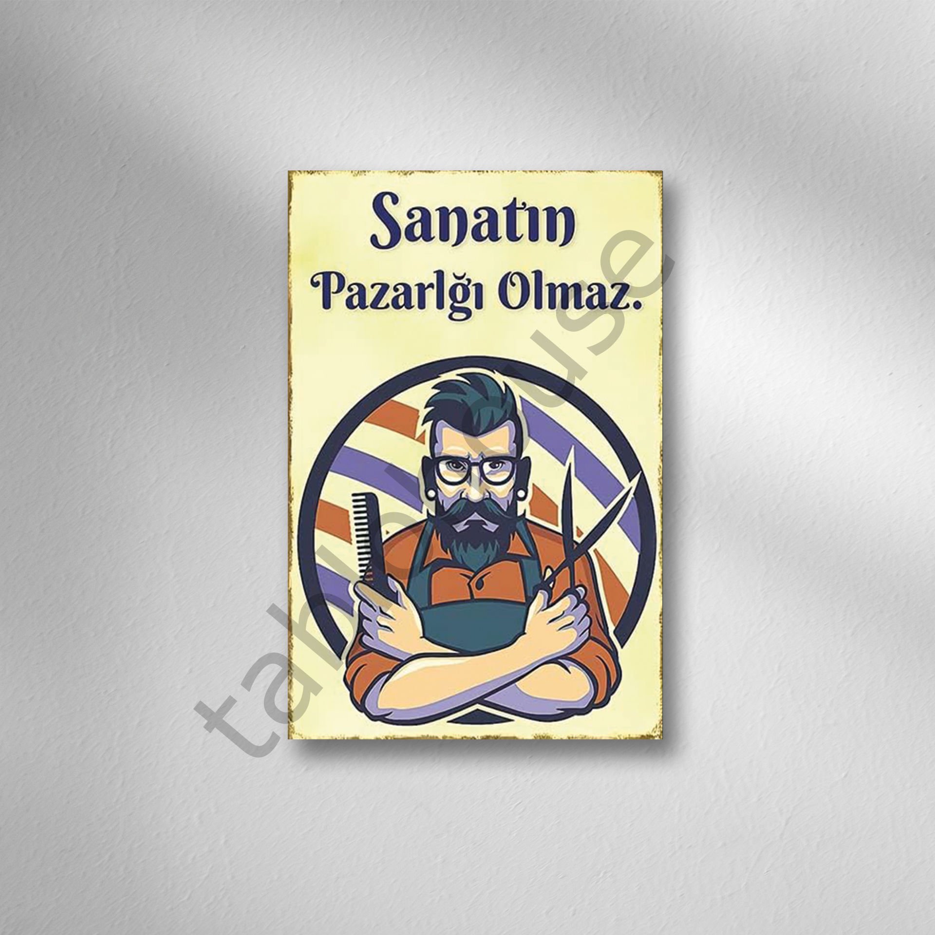Sanatın Pazarlığı Olmaz Retro Ahşap Poster