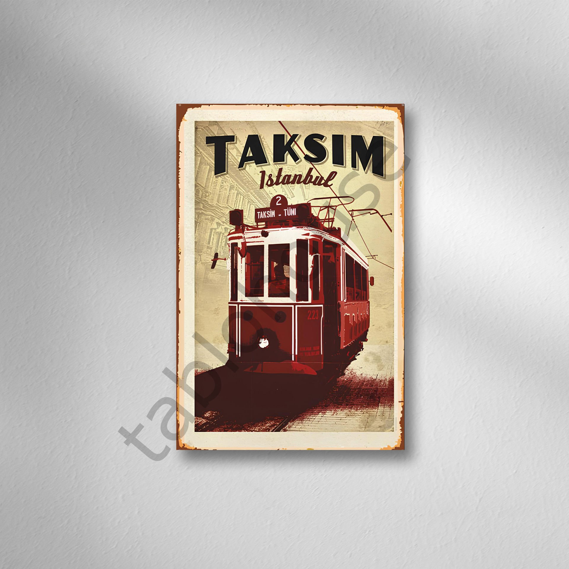 Taksim Tranvay Retro Ahşap Poster