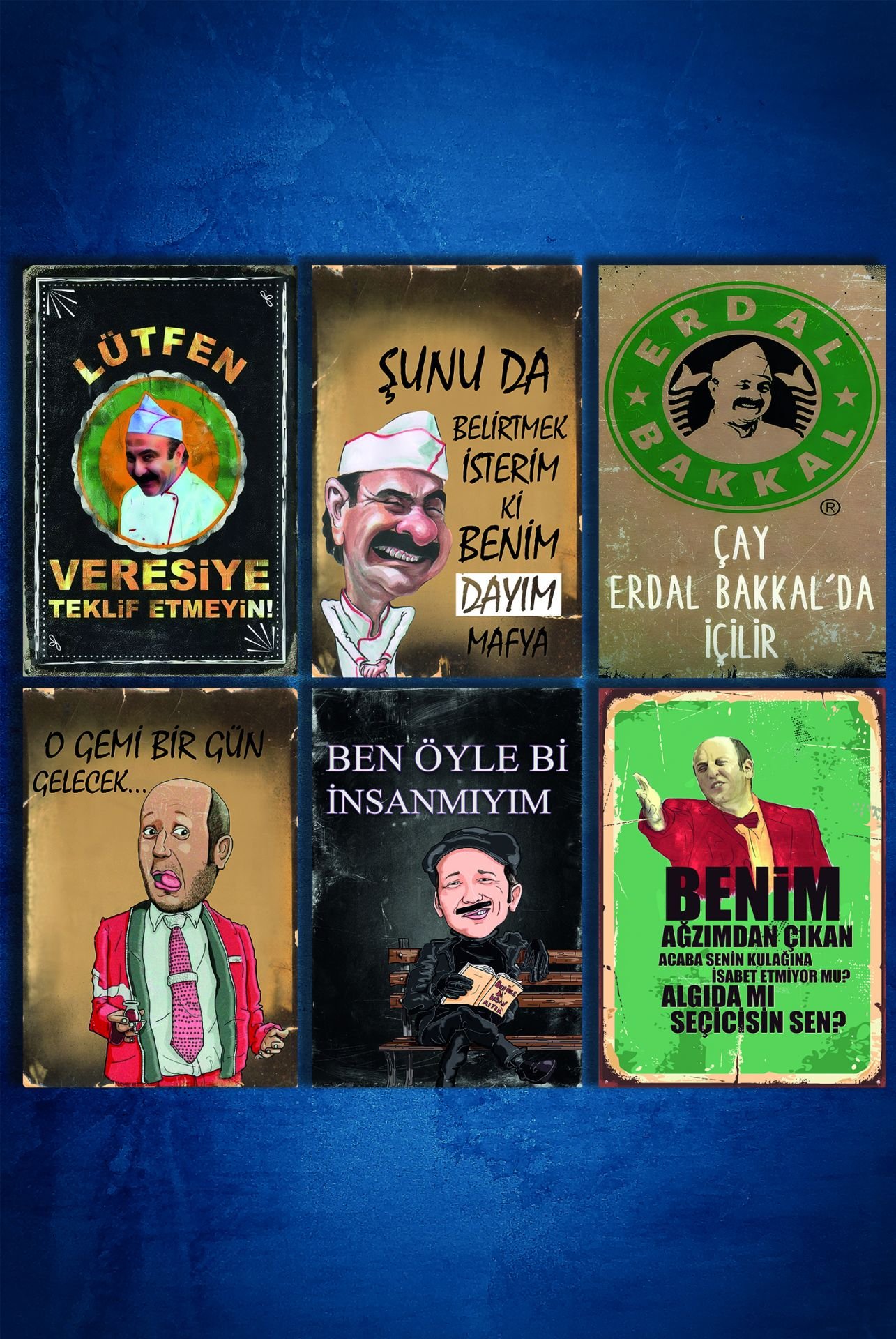 6'lı Retro Ahşap Poster