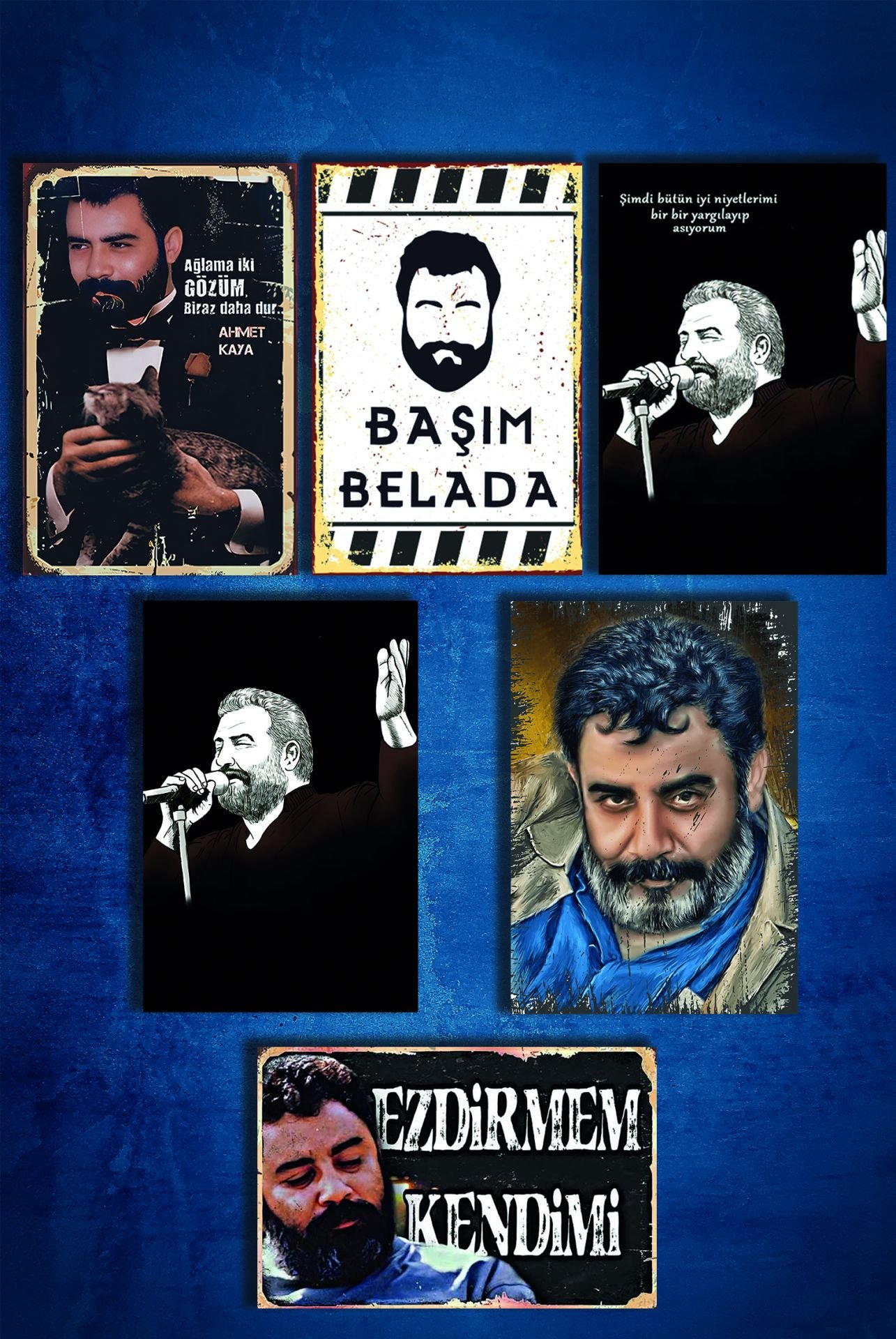 6'lı Retro Ahşap Poster