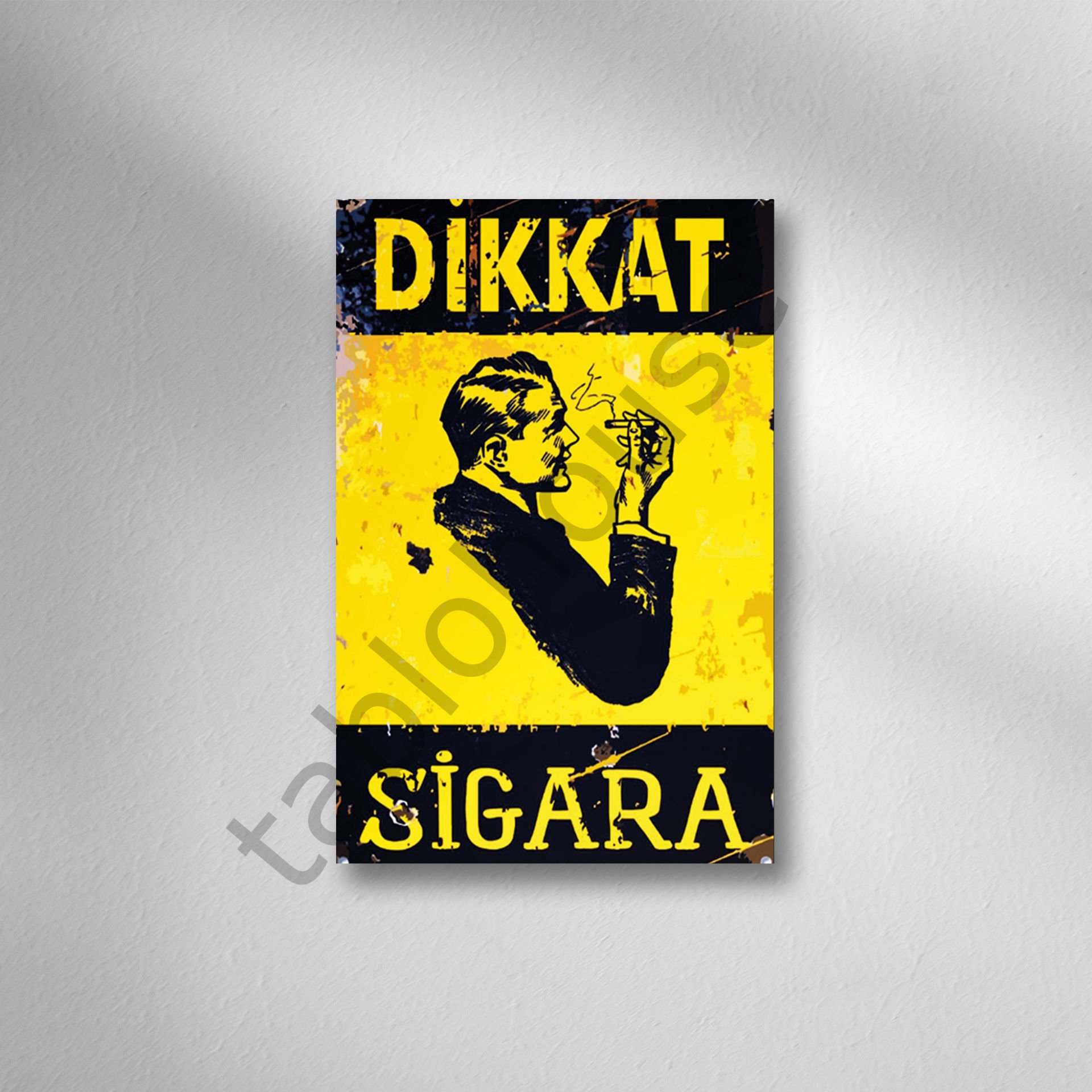 Dikkat Sigara Retro Ahşap Poster