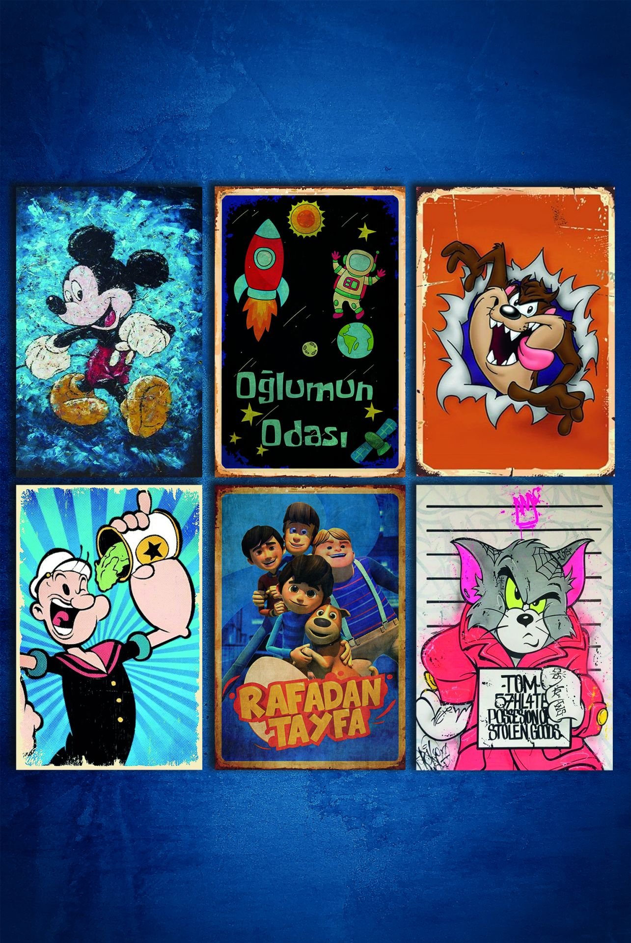 6'lı Retro Ahşap Poster