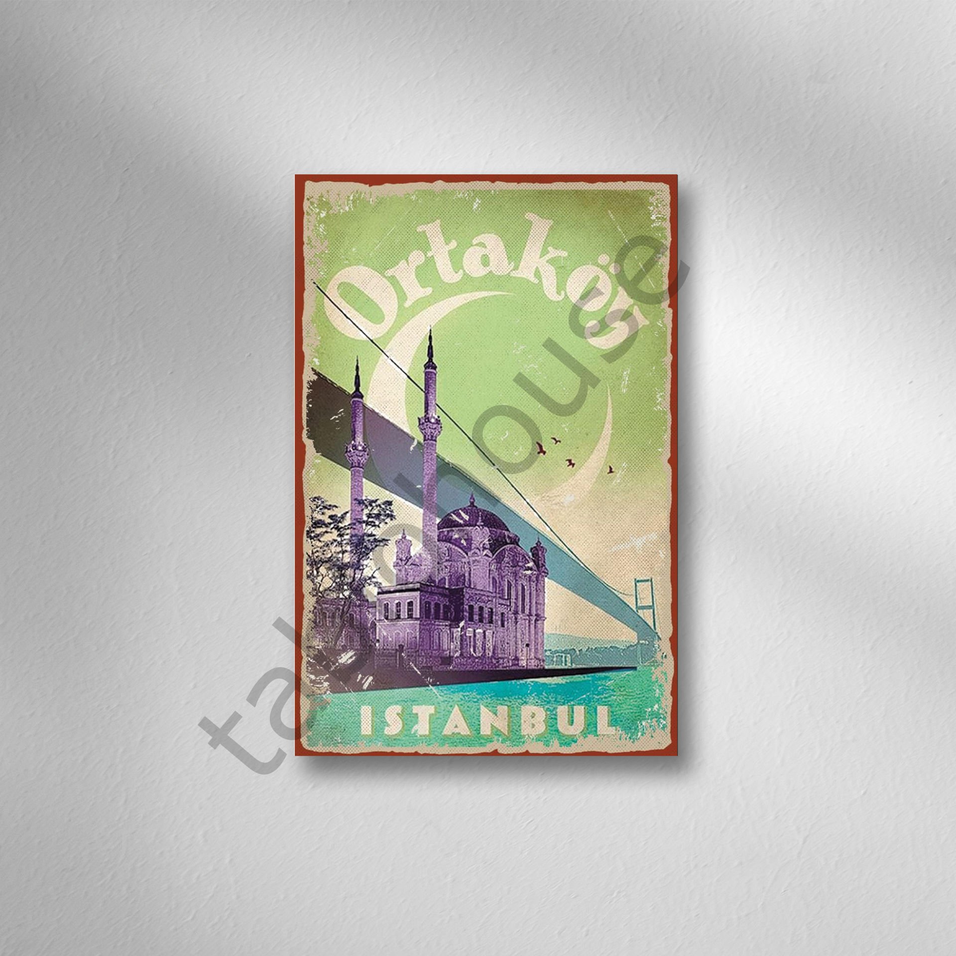 Ortaköy İstanbul Retro Ahşap Poster