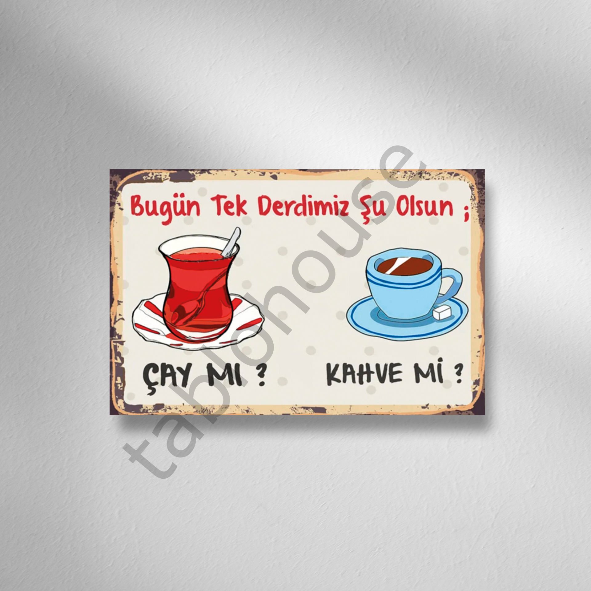 Çay Kahve Retro Ahşap Poster