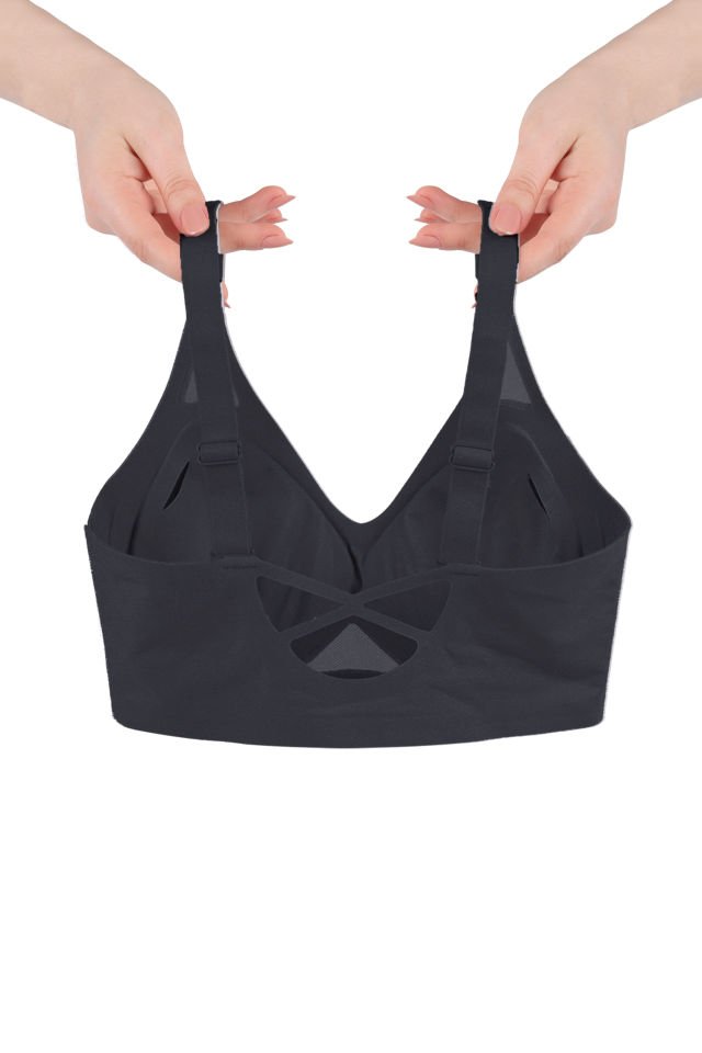 Balensiz Push Up Dikişsiz Çıkarılabilir Pedli Nefes Alan Sporcu Sütyen 90B - Siyah
