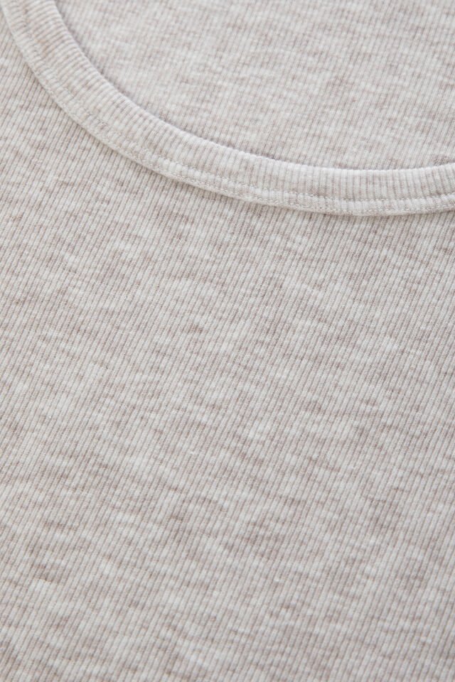 Kadın Pamuklu Kaşkorse Üst Etiket Detaylı Çizgili Pijama Takımı Gri - Kahverengi - XL