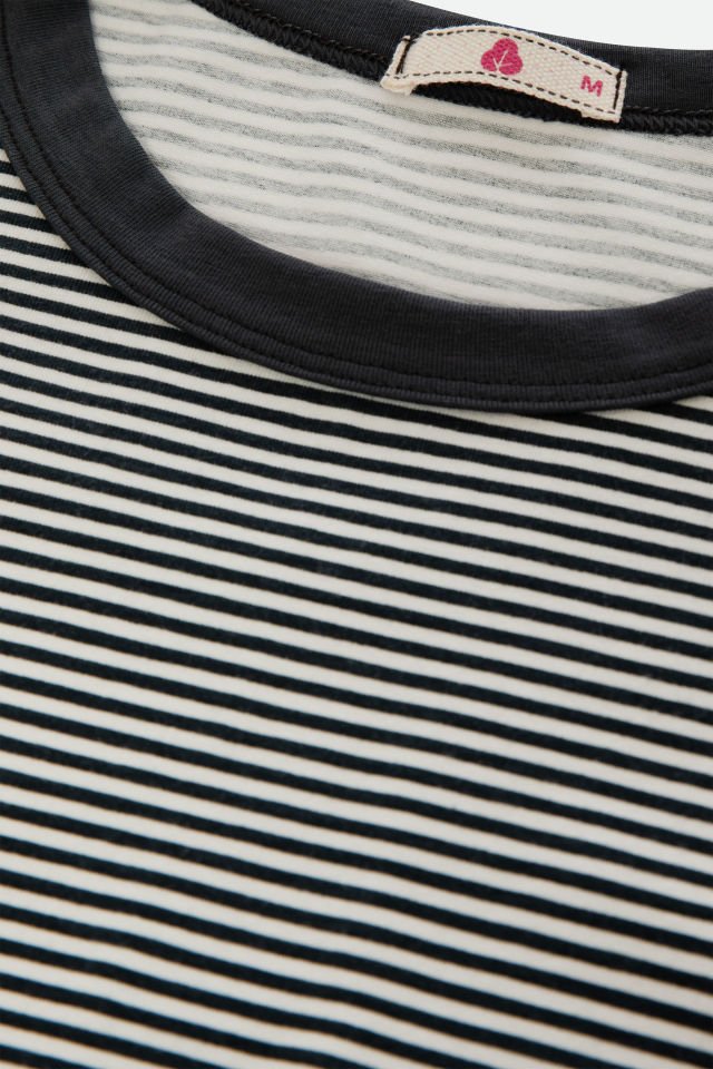 Kadın Pamuklu Yandan Yırtmaç Detaylı Çizgili Kısa Kollu Şort Takımı M - Ekru - Siyah