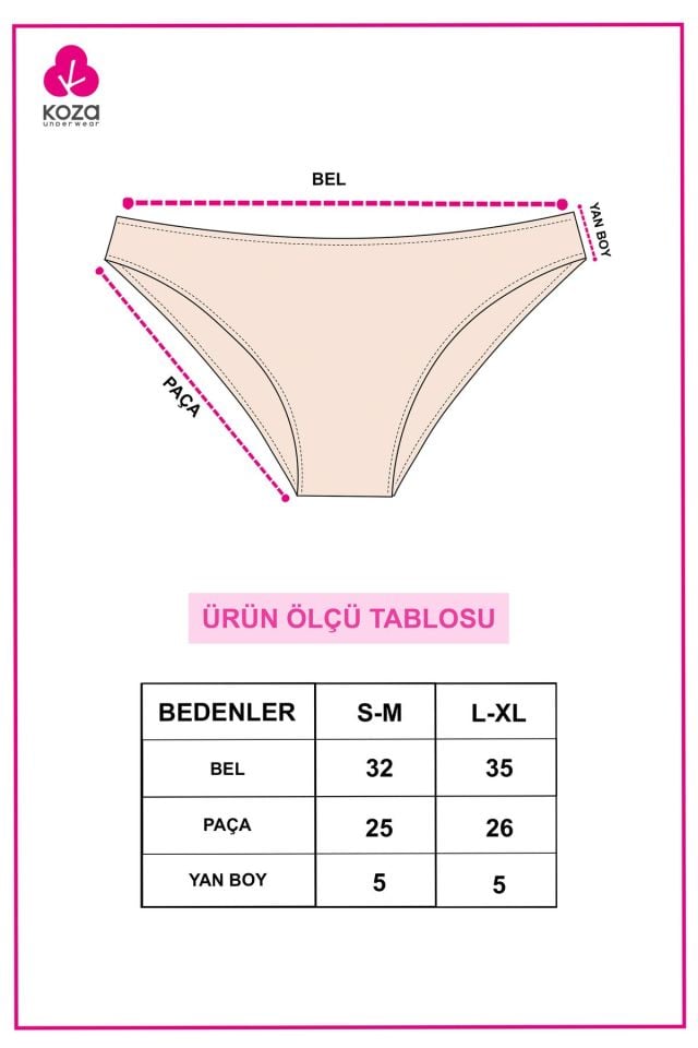Kadın 7'li Desenli Pamuklu Likralı Külot L - XL - Kahvrengi - Ekru