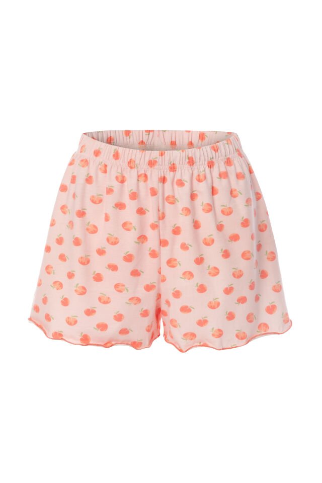 Kadın İnce Askılı Fiyonklu Pamuklu Şortlu Pijama Takımı M - Pembe