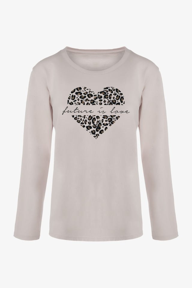 Kadın Sofi Touch Pamuklu Leopar Desenli Basic Pijama Takımı M - Gri - Kahverengi