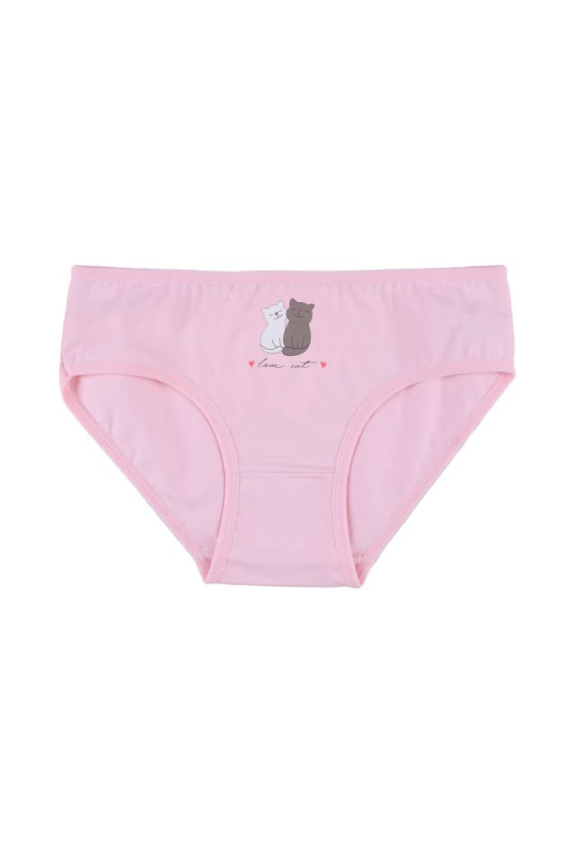 Kız Çocuk 6'lı Desenli Slip Pembe -  Beyaz - 5-7 Yaş
