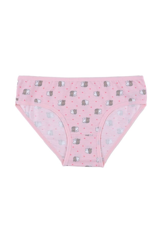 Kız Çocuk 6'lı Desenli Slip Pembe -  Beyaz - 5-7 Yaş