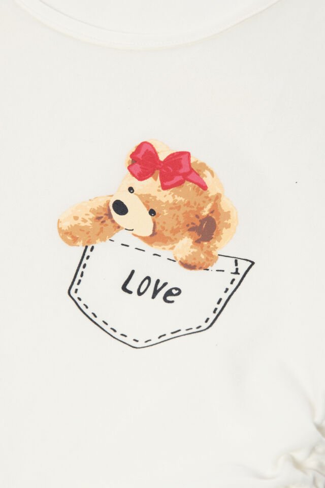 Kadın Pamuklu Yandan Bağlamalı Büzgülü Şortlu Pijama Takımı L - Sarı - Ekru