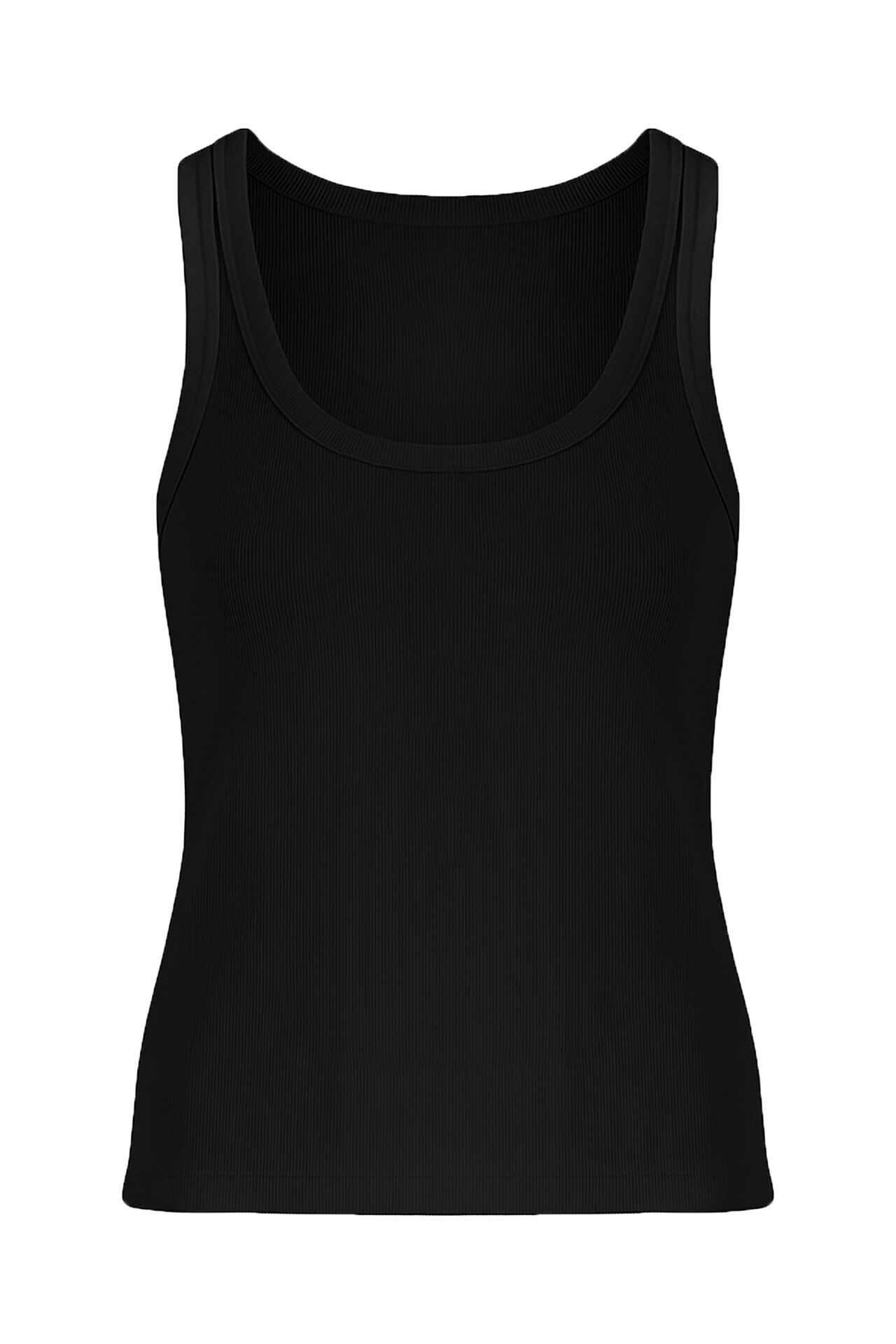 Kadın Pamuklu U Yaka Kaşkorse Atlet Siyah - 2XL