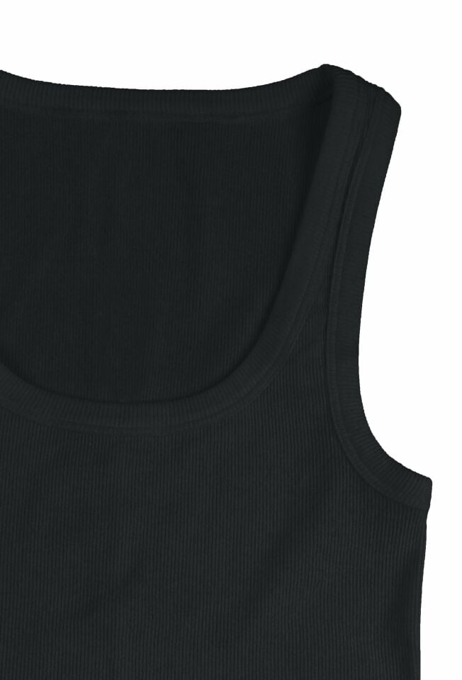 Kadın Pamuklu U Yaka Kaşkorse Atlet Siyah - 2XL