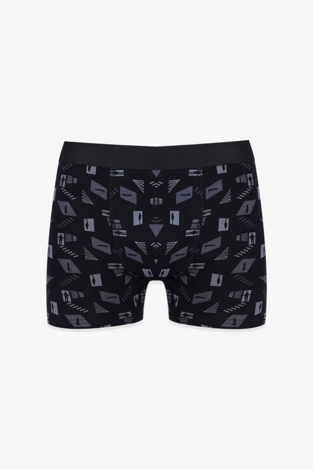 Erkek Tekli Desenli Pamuklu Boxer Füme - Gri - 2XL