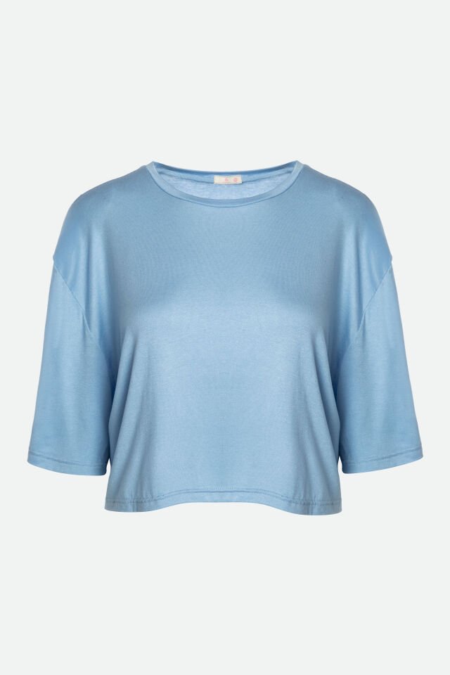 Kadın Pamuklu Kısa Kollu Şortlu Pijama Takımı M - Mavi -Sarı