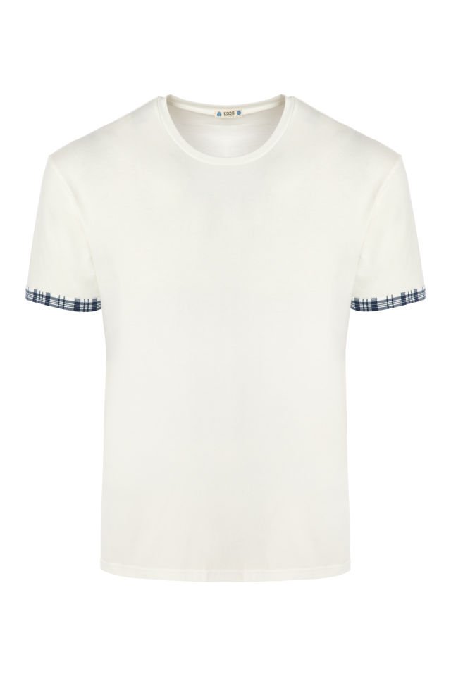 Erkek Kol Ekose Desenli Cepli Şort Takım S - Ekru - Gri