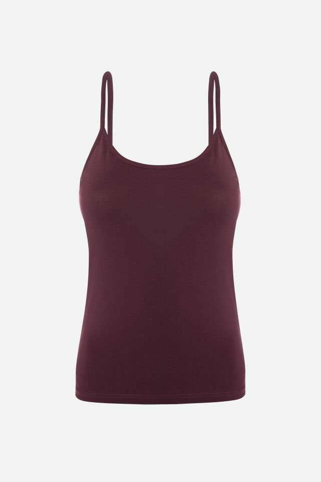 Kadın Pamuklu Askılı Şort Takımı L - Bordo - Pembe