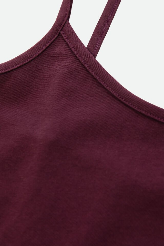 Kadın Pamuklu Askılı Şort Takımı L - Bordo - Pembe