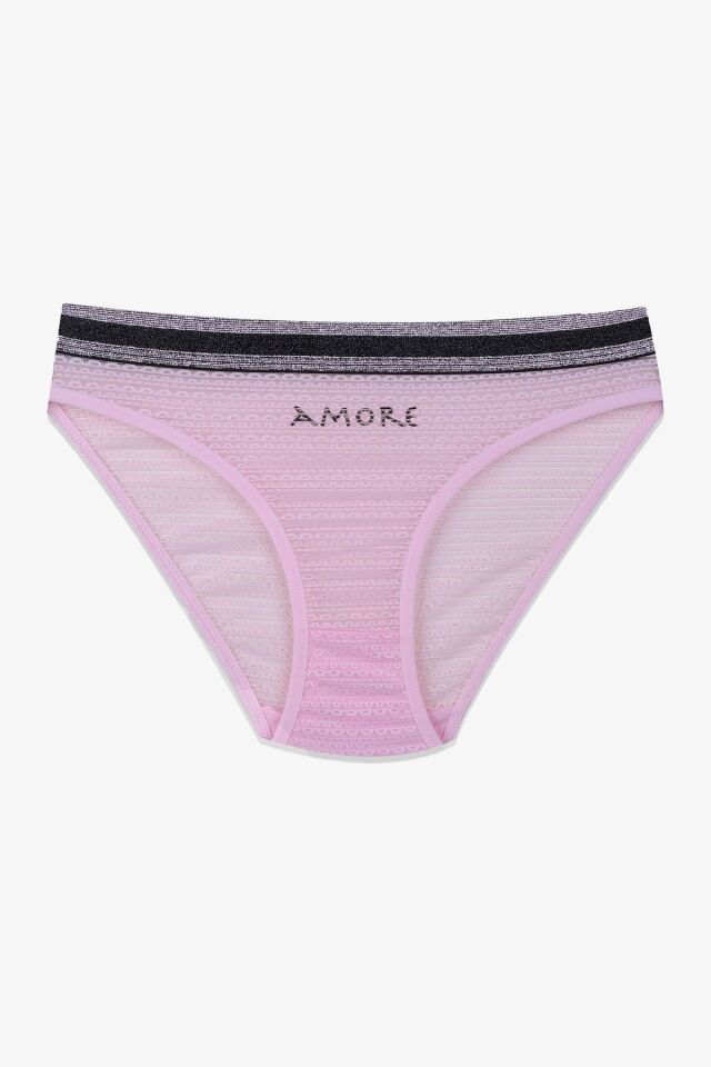 Kadın 3'lü Dantelli - Baskılı Külot 2pembe1mor - M