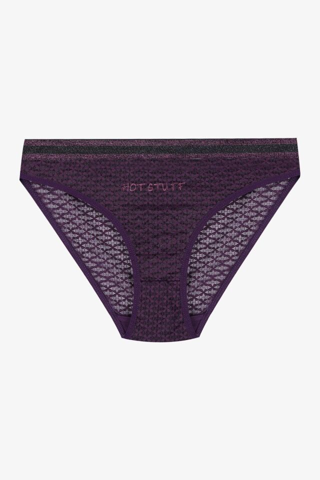 Kadın 3'lü Dantelli - Baskılı Külot 2pembe1mor - M