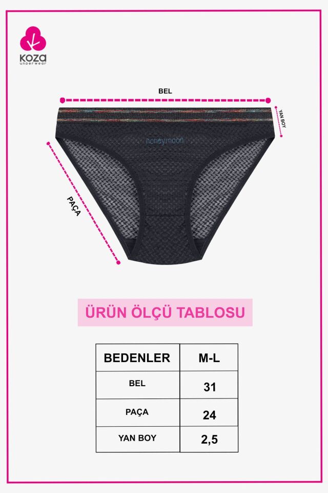 Kadın 3'lü Dantelli - Baskılı Külot 2pembe1mor - M