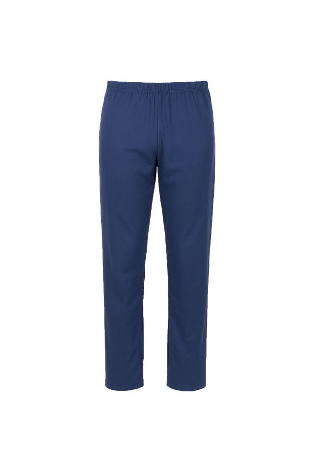 Erkek Pamuklu Uzun Kollu Cepli Pijama Takımı Mavi - Beyaz - 2XL
