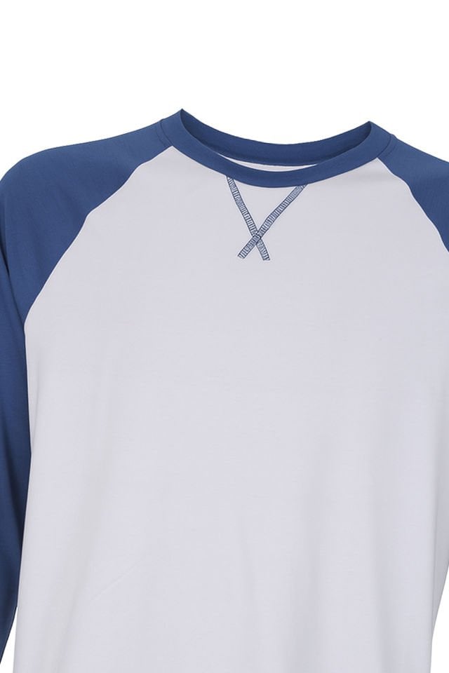 Erkek Pamuklu Uzun Kollu Cepli Pijama Takımı Mavi - Beyaz - 2XL