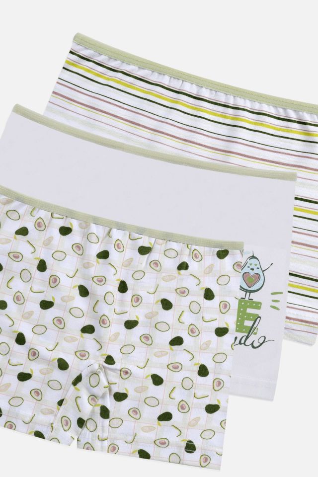 Kız Çocuk 3'lü Avokado Desenli Boxer 1052-19 - 9-11 Yaş