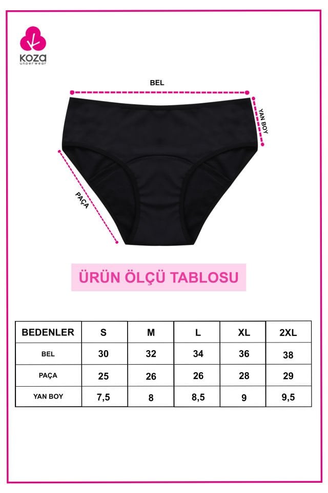 2 Adet Siyah Yıkanabilir Regl Peroid Destek Külodu Siyah - XL