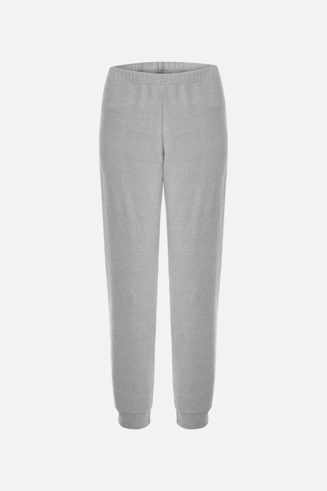 Kadın Soft Touch Kol ve Paça Bant Detaylı Pembe Renk Pijama Takımı Gri - M